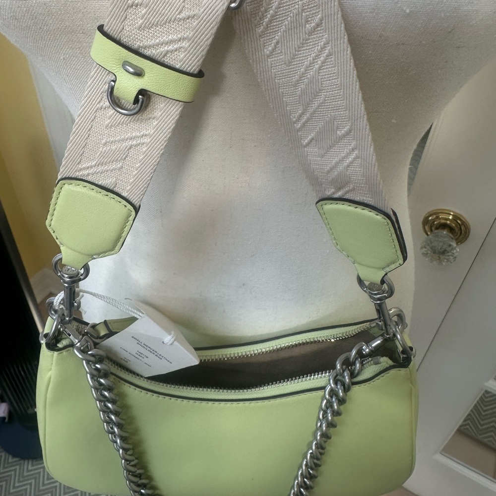 Tory Burch NWT Small Mercer Crescent Shoulder Bag convertible strap Lime Sorbet - Picture 9 of 14
